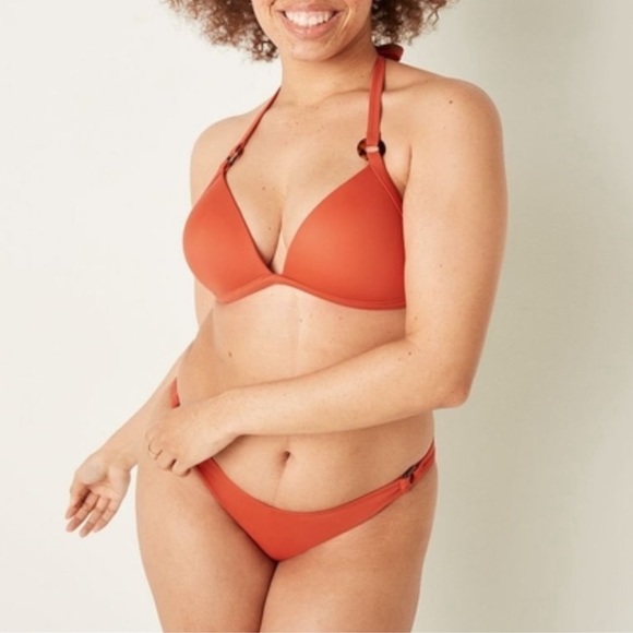 Victoria's Secret Other - Victoria's Secret PINK Push-Up Triangle
Top V-Front Bikini with Rings Amber Clay